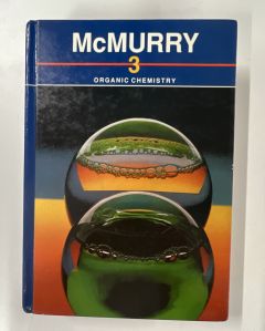 a blue textbook, with "McMurray 3 Organic Chemistry" at the top. There are two balls filled with clear fluid in the main image.
